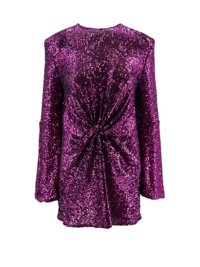 Nervi Mini Dress With Sequins And Knot On The Front In Purple