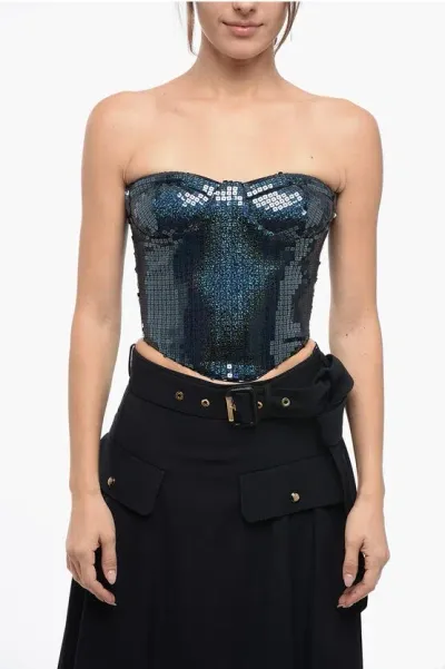 New Arrivals Corset Designed Sequined Tube Top In Black