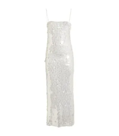 New Arrivals Sequinned Phoenix Midi Dress In Silver