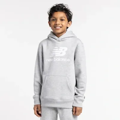 New Balance Kids' Boys   Classic Fleece Hoodie In Grey Heather/white