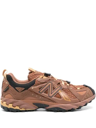 New Balance Logo-appliqué Leather Sneakers In Brown