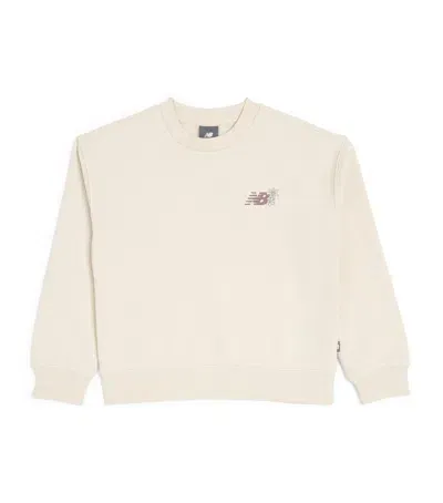 New Balance Kids' Floral Logo Print Sweatshirt In Beige