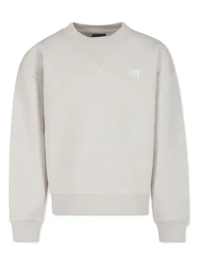 New Balance Kids' Logo-embroidered Sweatshirt In Neutrals