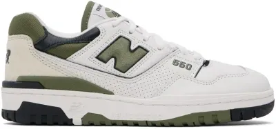 New Balance White & Khaki 550 Sneakers