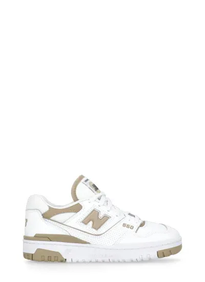 New Balance White Leather And Fabric Sneakers