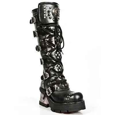 Pre-owned New Rock Rock Boots Womens Punk Gothic Stiefel - Style 1030 S1 Schwarz - Damen