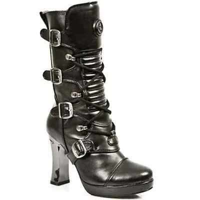 Pre-owned New Rock Rock Boots Womens Punk Gothic Stiefel - Style 5815 S10 Schwarz - Damen