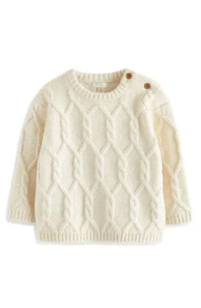 Next Kids' Cable Crewneck Sweater In Ivory