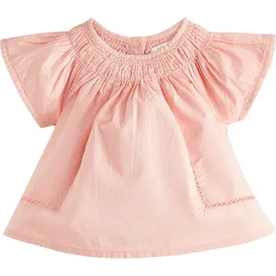 Next Kids' Crochet Accent Cotton Flutter Sleeve Top In Pink