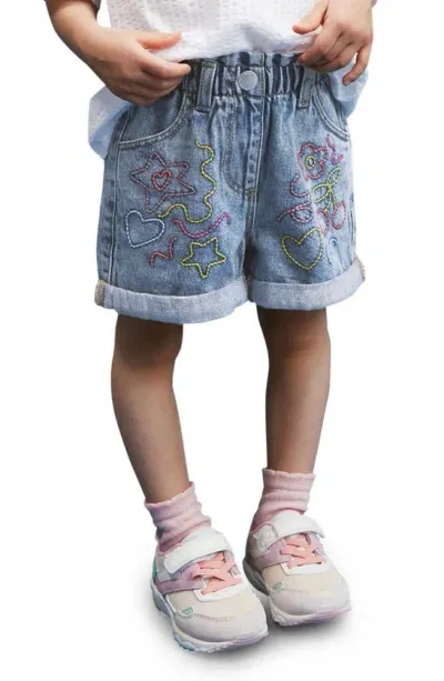 Next Kids' Doodle Embroidered Denim Shorts In Blue