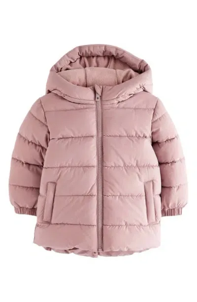 Next Kids' Hooded Puffer Jacket In Pink