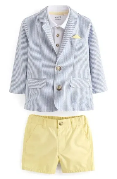 Next Kids' Polo Shirt, Blazer & Shorts Suit Set In Blue