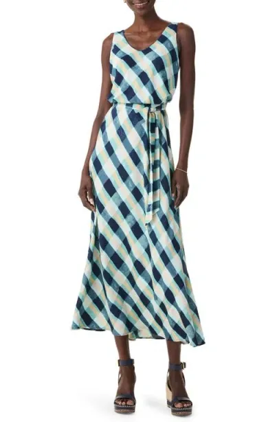 Nic + Zoe Nic+zoe Bianca Plaid Tie Waist Sleeveless Dress In Multi