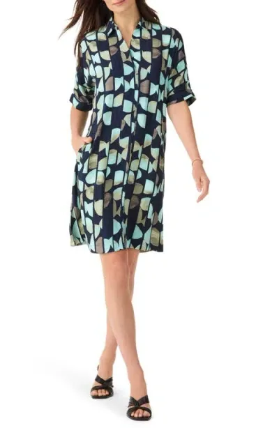 Nic + Zoe Nic+zoe Devon Circle Sequence Shirtdress In Aqua Multi