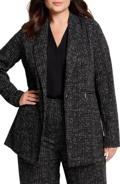 Nic + Zoe Nic+zoe Dotty Grid Zip Pocket Blazer In Black Multi