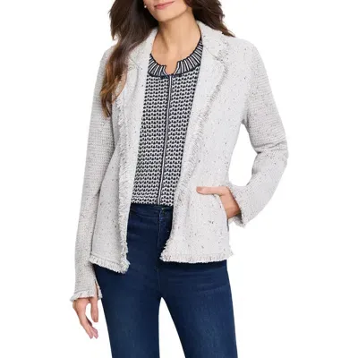 Nic + Zoe Nic+zoe Fringe Knit Jacket In Sugar Cookie