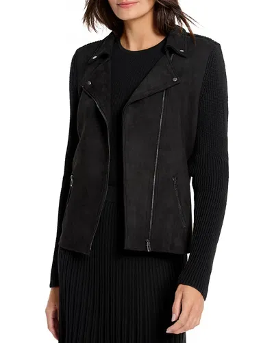 Nic + Zoe Nic+zoe Mixed Media Moto Jacket In Black Onyx