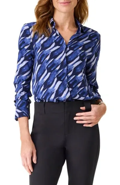 Nic + Zoe Nic+zoe Painted Blues Button-up Shirt In Blue Multi