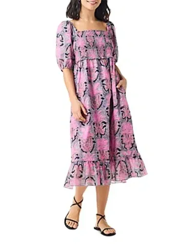 Nic + Zoe Nic+zoe Petal Patch Smocked Midi Dress In Pink Multi