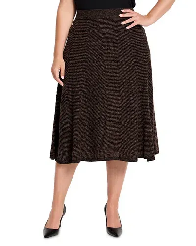 Nic+zoe Plus Pixel Knit Skirt In Brown Multi