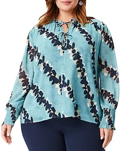 Nic+zoe Plus Rolling Reef Top In Aqua Multi