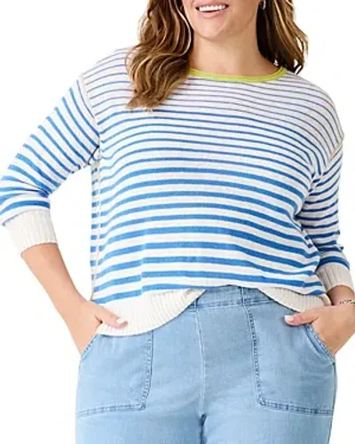 Nic+zoe Plus Striped Up Sweater In Blue Multi