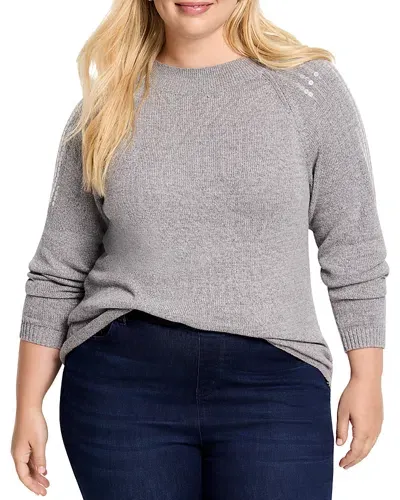 Nic+zoe Plus Subtle Shine Sweater In Nickel