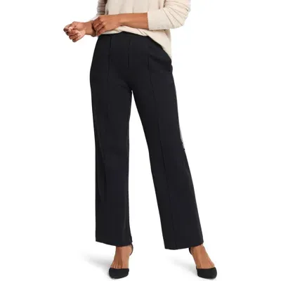 Nic + Zoe Nic+zoe Seamed Pull-on Wide Leg Knit Pants In Black Onyx