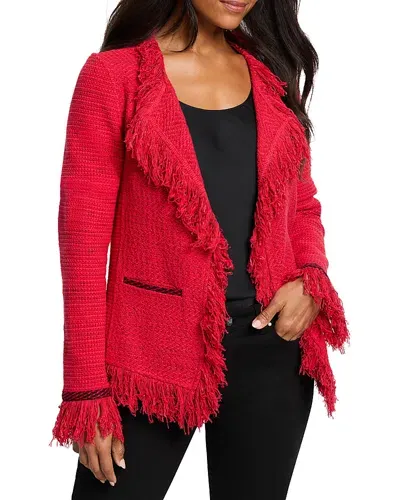 Nic + Zoe Nic+zoe Fringe Mix Statement Knit Jacket In Amaryllis