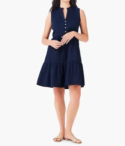 Nic + Zoe Nic+zoe Tia Tiered Sleeveless Stretch Cotton Dress In Blue