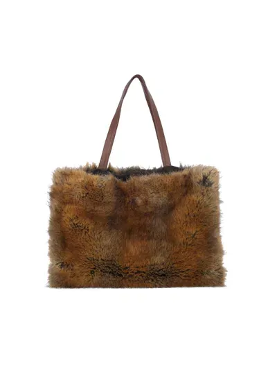 Niccolò Pasqualetti Faux Fur Tote Bag In Brown