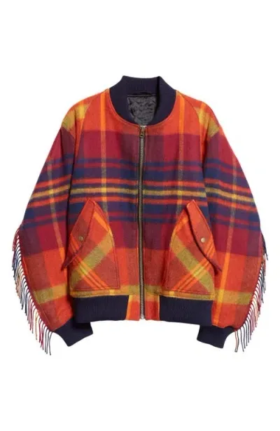 Nicholas Daley Blanket Plaid Wool & Mohair Bomber Jacket In Nd Madras