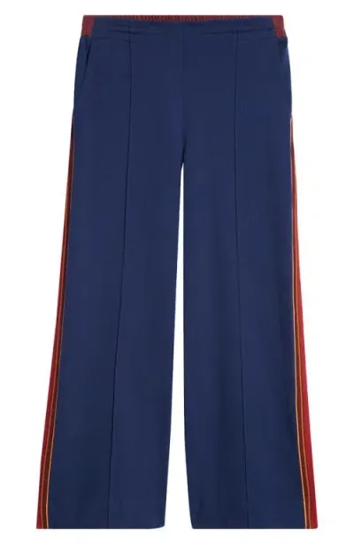 Nicholas Daley Wide Leg Cotton Track Pants In Navy/burgundy