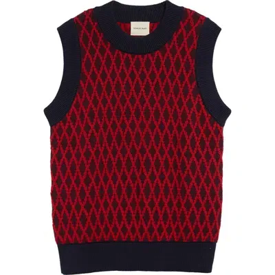 Nicholas Daley Wool Sweater Vest In Navy/burgundy