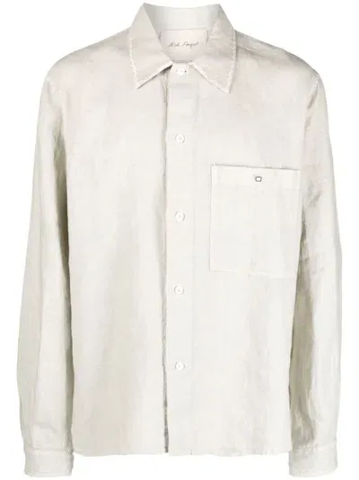 Nick Fouquet Decorative-stitching Linen Shirt In Nude