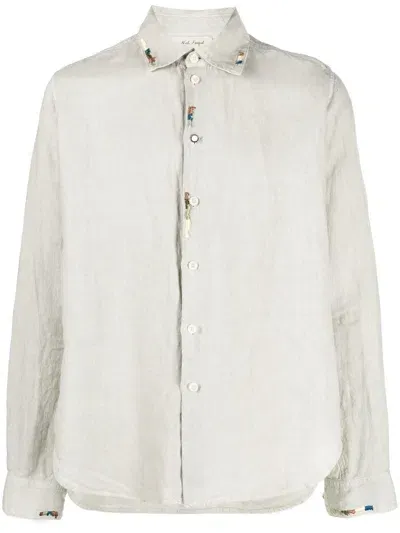 Nick Fouquet Embroidered-detail Linen Shirt In Nude