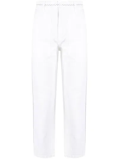 Nick Fouquet Embroidered Straight-leg Trousers In White