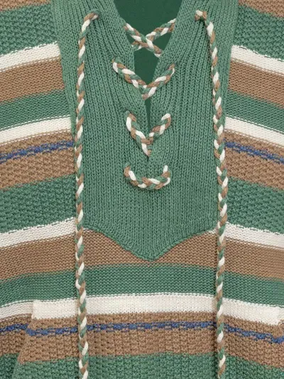 Nick Fouquet Stripe-pattern Knitted Hoodie In Green