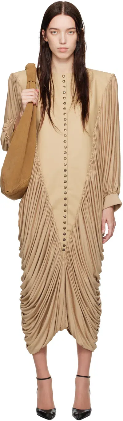 Nicklas Skovgaard Beige Gemma Midi Dress In Khaki