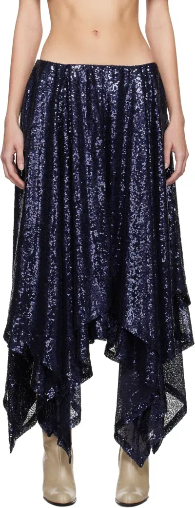 Nicklas Skovgaard Blue Isla Midi Skirt In Dark Navy