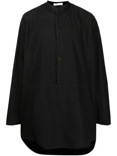 Nicolas Andreas Taralis Band Collar Mid-length Shirt In Black