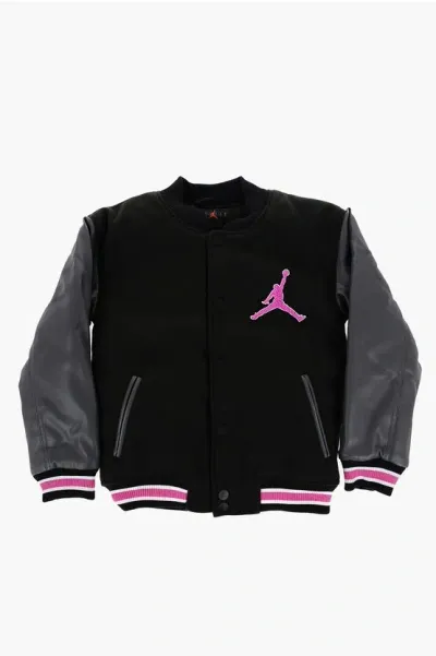 Nike Air Jordan Padded Varsity Jacket With Faux Leather Sleeves