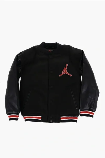 Nike Air Jordan Padded Varsity Jacket With Faux Leather Sleeves