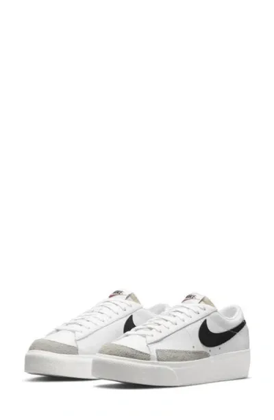 Nike Blazer Low Platform Sneaker In White/black/sail