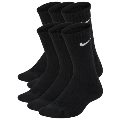 Nike Boys   6 Pack Cushioned Crew Socks In Black/white