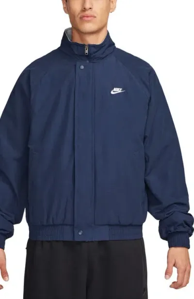 Nike Club Fleece Futura Jacket In Midnight Navy/white