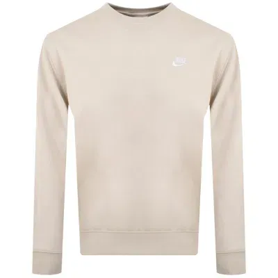 Nike Crew Neck Club Sweatshirt Beige In Neutral