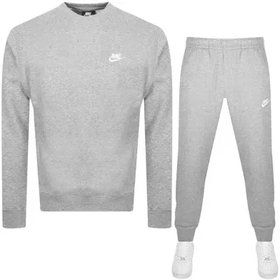 Nike Crew Neck Club Tracksuit Grey In Gray