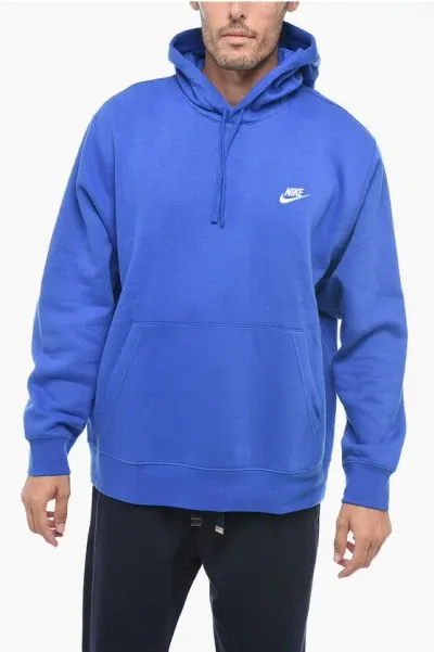 Nike Fleece Cotton Blend Hoodie In Blue