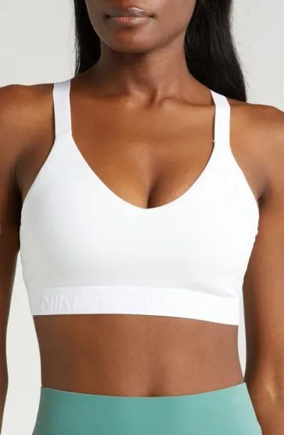 Nike Kids' Women's Indy Medium Support Padded Adjustable Sports Bra In White